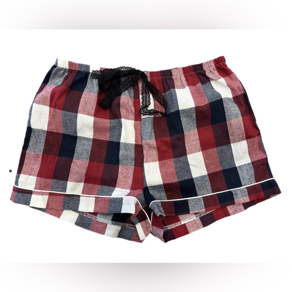🌺 Plaid Lounge Shorts with Lace Tie